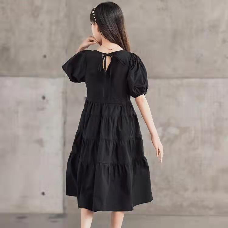 Váy cho bé gái Đầm Dài Ngang Gối Màu Trắng Phong Cách Mùa Hè Mới Cho Bé Gái 8-15 Tuổi váy công chúa bé gái