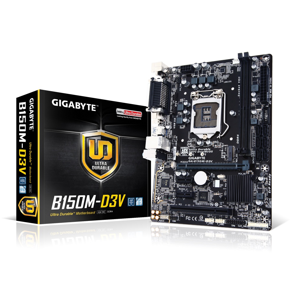 Mainboard GIGABYTE GA-B150M-D3V (Chipset Intel B150/ Socket LGA1151/ VGA onboard) - Đã Qua Sử Dụng