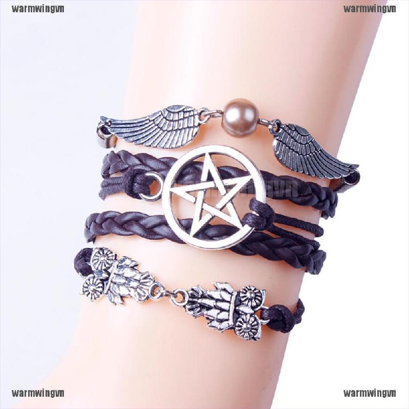 Vòng Tay Tình Bạn Dây Bện Mặt Chim Cú Và Cánh Thiên Thần