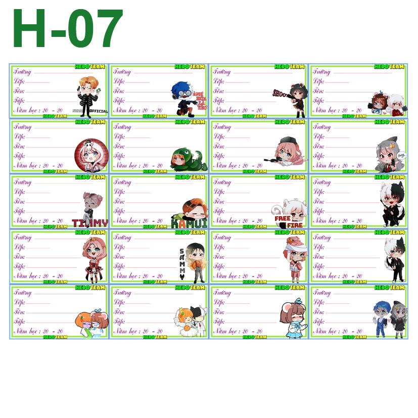 Nhãn vở Hero Team