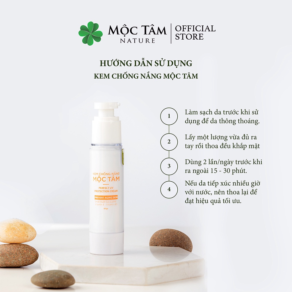 Kem Chống Nắng Mộc Tâm SPF50 PA+++ 45g - Chống Nắng Dưỡng Da