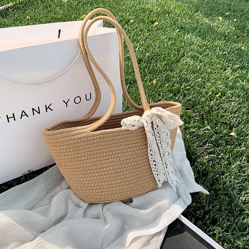 Túi Tote JASMIN NOIR Dệt Cói Sức Chứa Lớn Thời Trang Đi Biển Phong Cách Hàn Quốc Cho Nữ