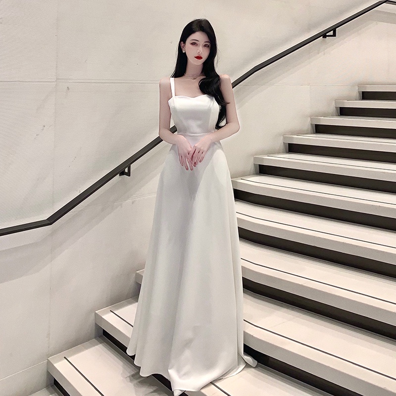 Đầm Dự Tiệc Màu Trắng Dáng Dài Sang Trọng Thanh Lịch Dành Cho Nữ