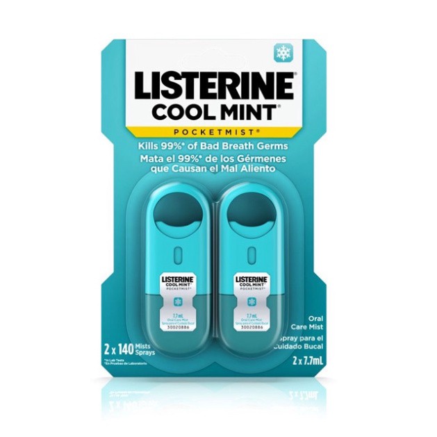 SALE3 Bộ 2 chai nước xịt thơm miệng Listerine Cool Mint Pocketmist của Mỹ SALE3