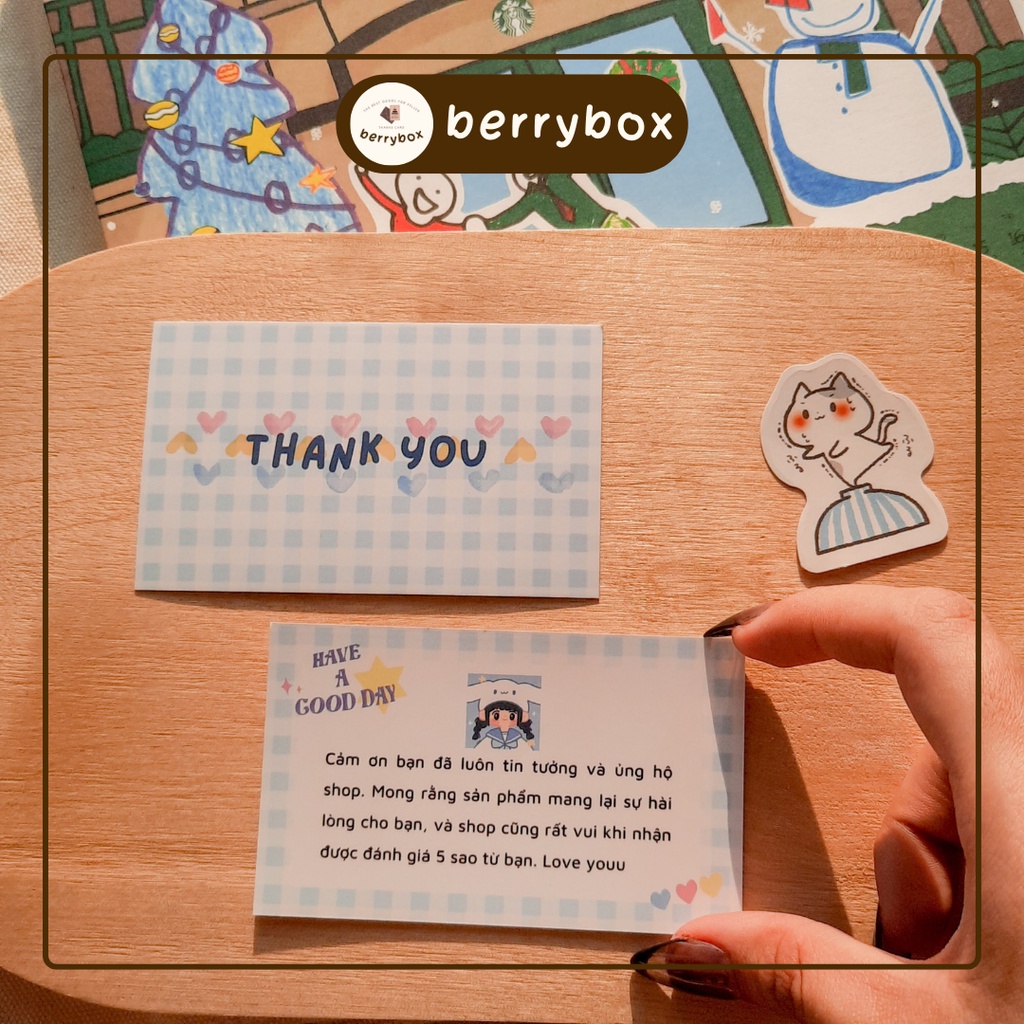 Cá | Set 50 card thank you, thiệp cảm ơn dễ thương Caro, size 9x5,5cm