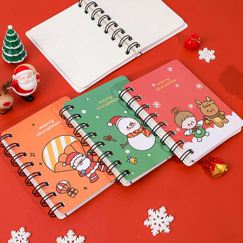 nuserw 80 pages Christmas mini coil notebook notepad notebook