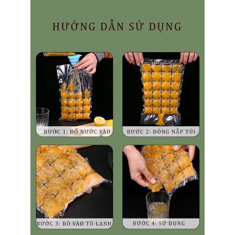 Set 10 túi làm đá viên nước trái cây tiện ích làm kem đá đa năng