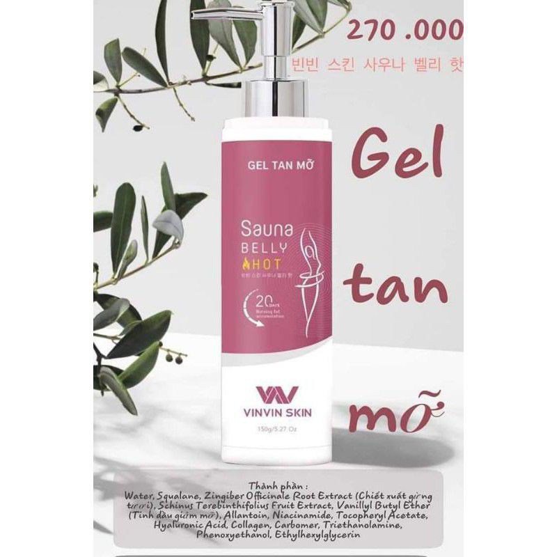 Gel tan mỡ/kem tan mỡ bụng-VinVin Skin - giảm 3-5cm vòng bụng sau 1tuần