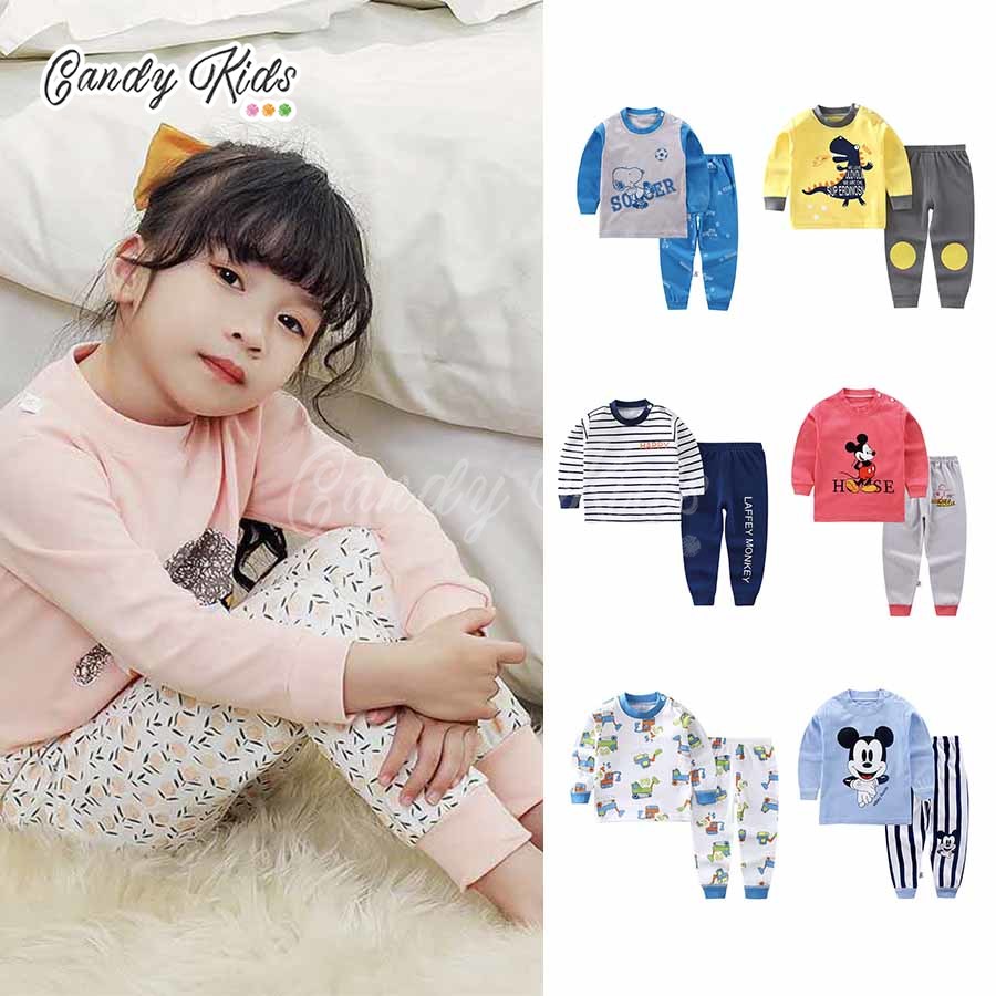 Đồ bộ thời trang với áo tay dài họa tiết in đáng yêu cho bé gái 0-7 tuổi