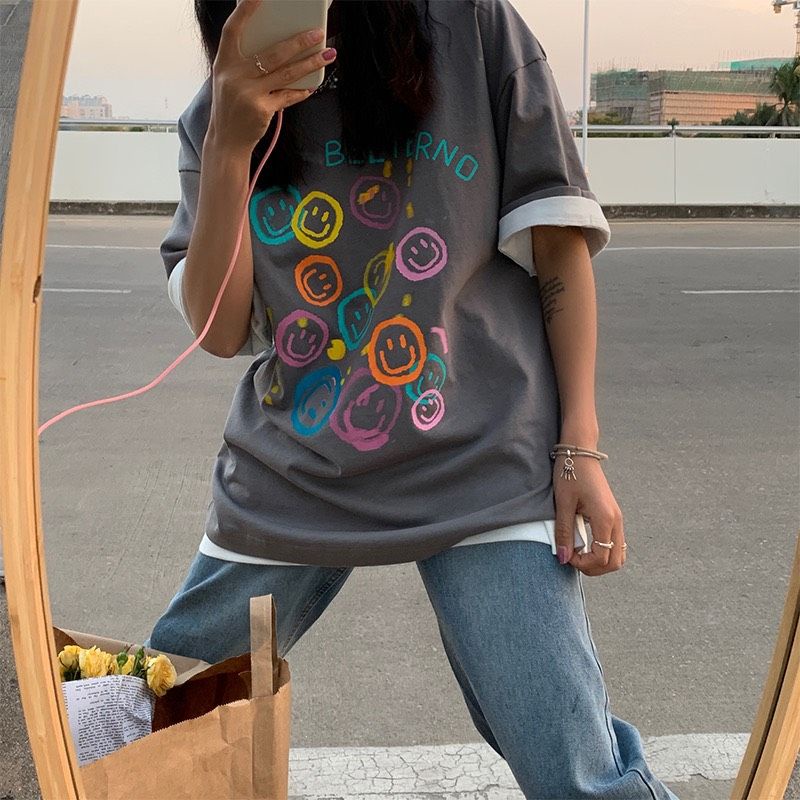 Áo thun tay lỡ unisex mặt cười Beeterno