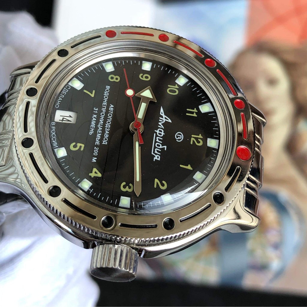 Đồng hồ nam Vostok máy cơ tự động Automatic, size mặt 40, chống nước tốt 20 ATM. Đồng hồ Nga Vostok Amphibia 420270