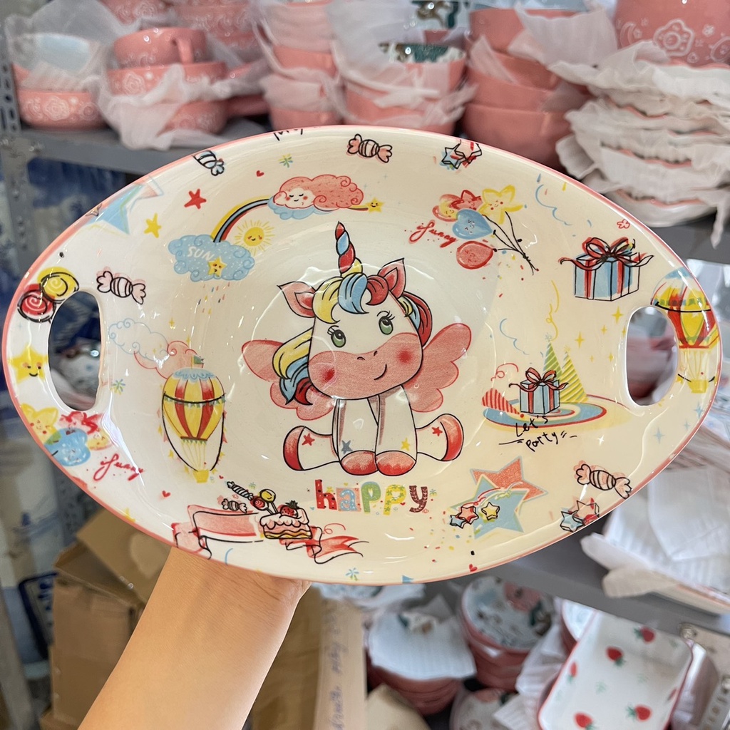 Set Bát Đĩa Decor Pony Hồng sét 11 món Bát Ăn Cơm Chén Dĩa Dễ Thương Bát Ăn Dặm Cho Bé