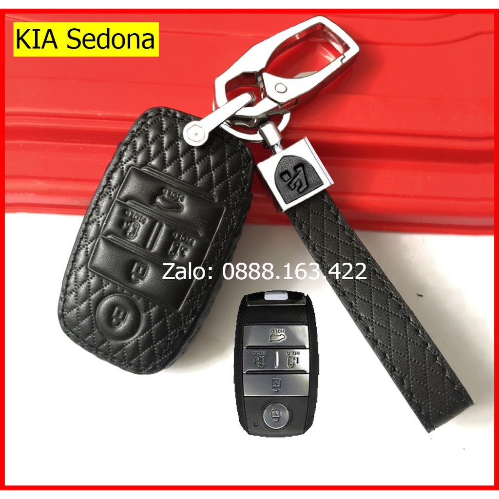 Bao da chìa khóa kia Sedona màu đen hàng cao cấp loại đẹp M7