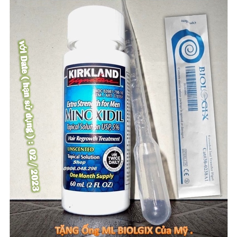 Dung dịch thoa ngoài Mọc tóc, mọc Râu Minoxidil 5% Kirkland USA FDA Approved - 1 Lọ