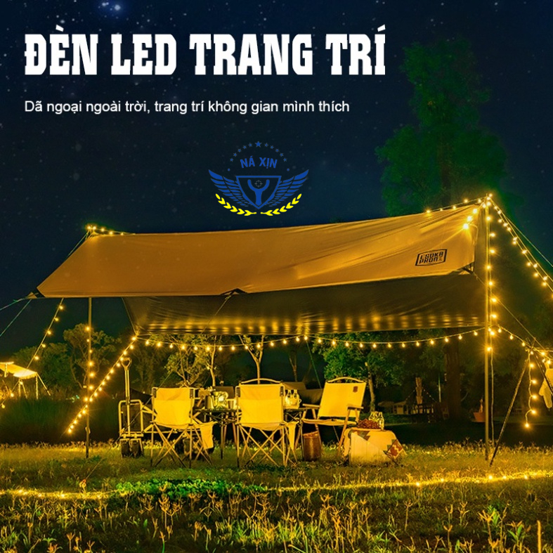 Đèn LED trang trí dây bóng tròn vàng ấm không nháy dùng pin tiện lợi, dùng đi du lịch cắm trại dã ngoại tiện lợi-DCP7