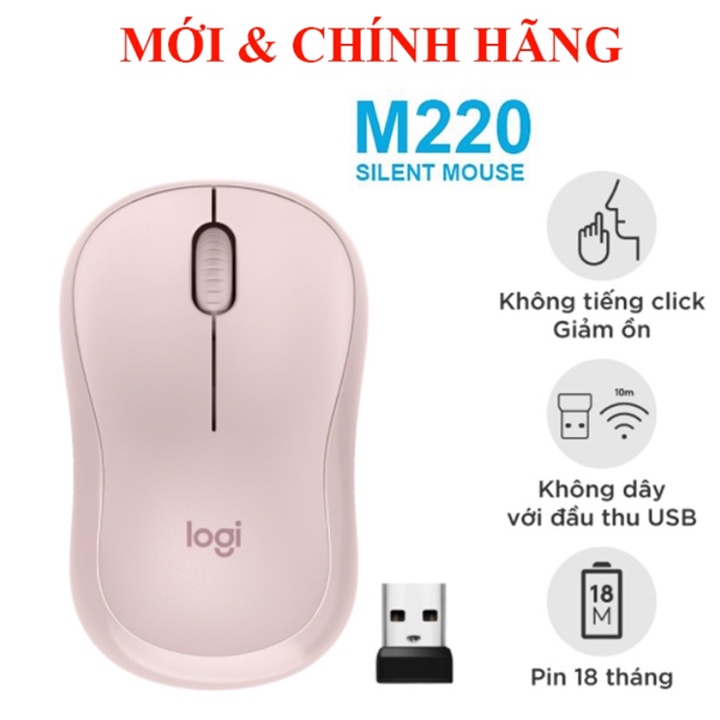 Chuột Logitech Pebble M350 2022 Kết nối Bluetooth hoặc đầu thu 2.4 GHz, Yên tĩnh, M220 M331