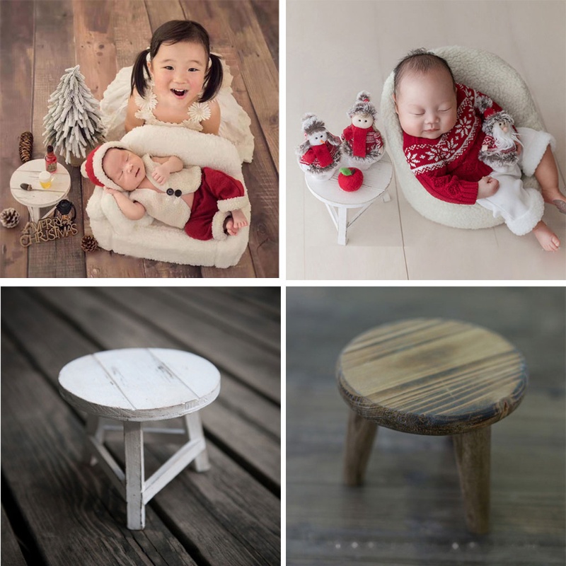 Bàn uống trà mini bằng gỗ làm phụ kiện chụp ảnh cho bé sơ sinh