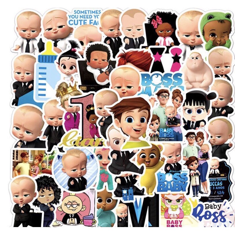 combo 30-60 sticker dán The Boss Baby ép lụa chống nước xước/ hình dán The Boss Baby