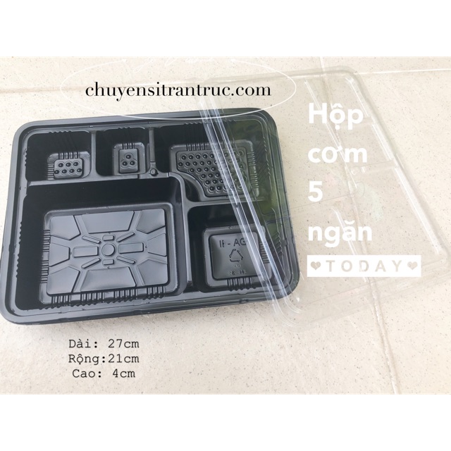 Combo 50 hộp cơm đế đen 5 ngăn