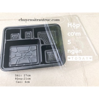 Combo 50 hộp cơm đế đen 5 ngăn