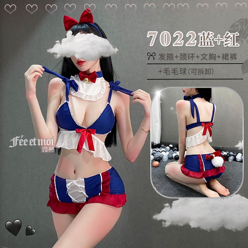 Đồ ngủ sexy - đồ cosplay - Fee Et Moi Sexy Lingerie Sexy Lace-up Three-Point Lace Sheath Culottes Princess Uniform Seductive Set 7022 | WebRaoVat - webraovat.net.vn