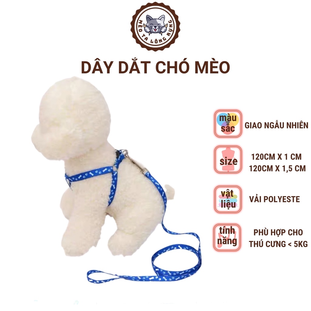 Dây xích chó, dây dắt chó, dây dắt mèo nhiều màu sắc dành cho thú cưng dưới 7kg