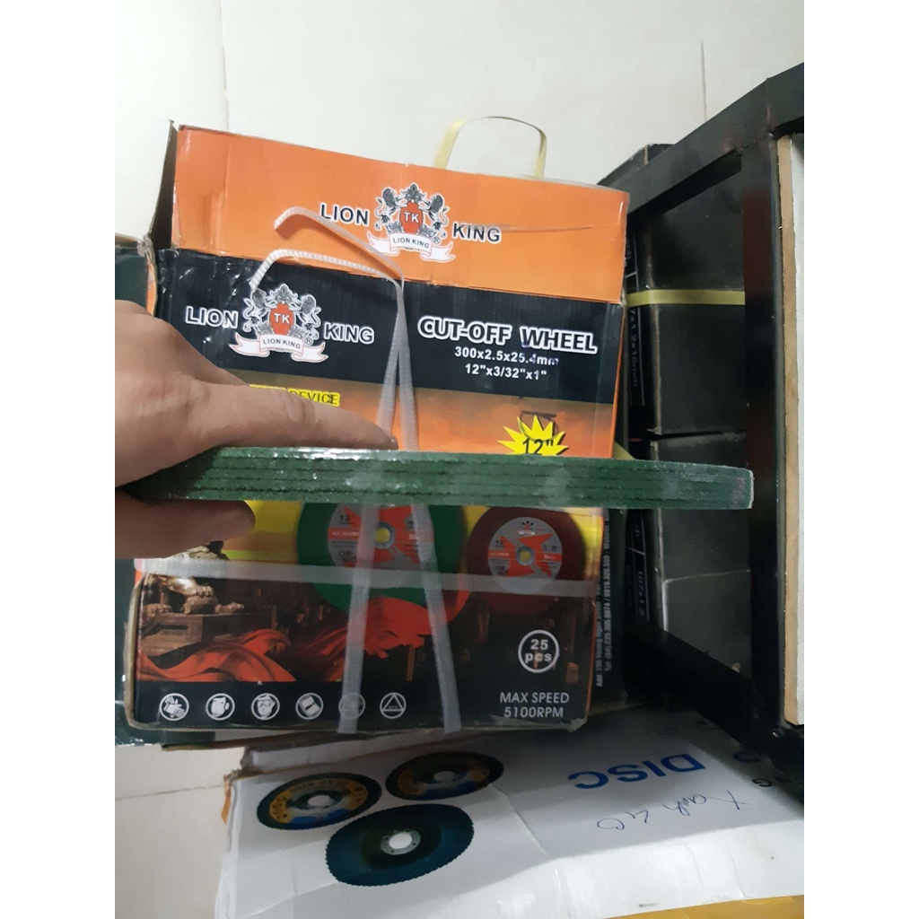 5 VIÊN ĐÁ CẮT 3 TẤC SƯ TỬ XANH  CHUYÊN CẮT SẮT, INOX