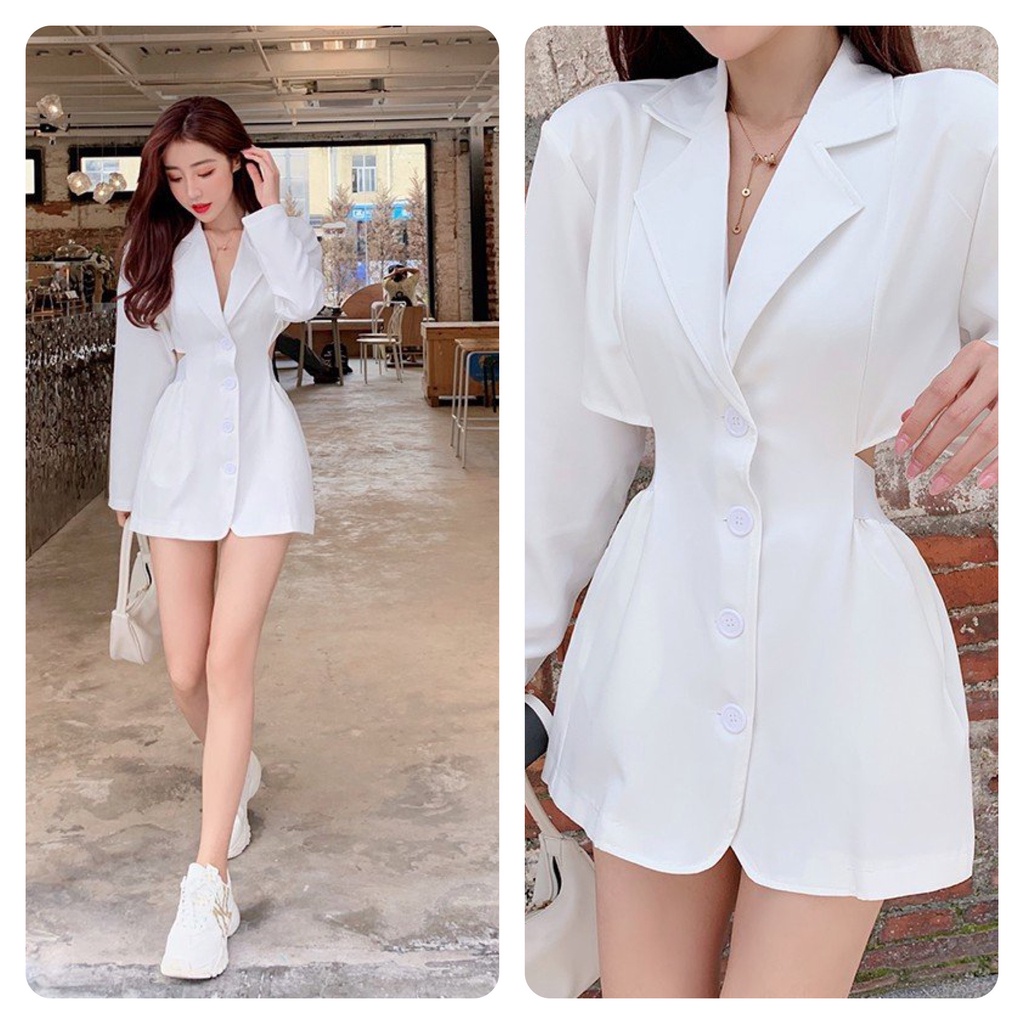Đầm nữ dáng ôm kiểu sơ mi vest tay dài Emilyshop