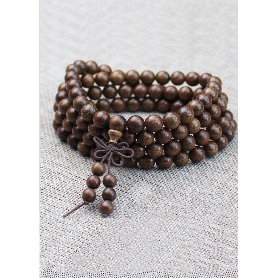 Vòng tay 108 hạt gỗ đàn hương nam nữ 6 -8 ly