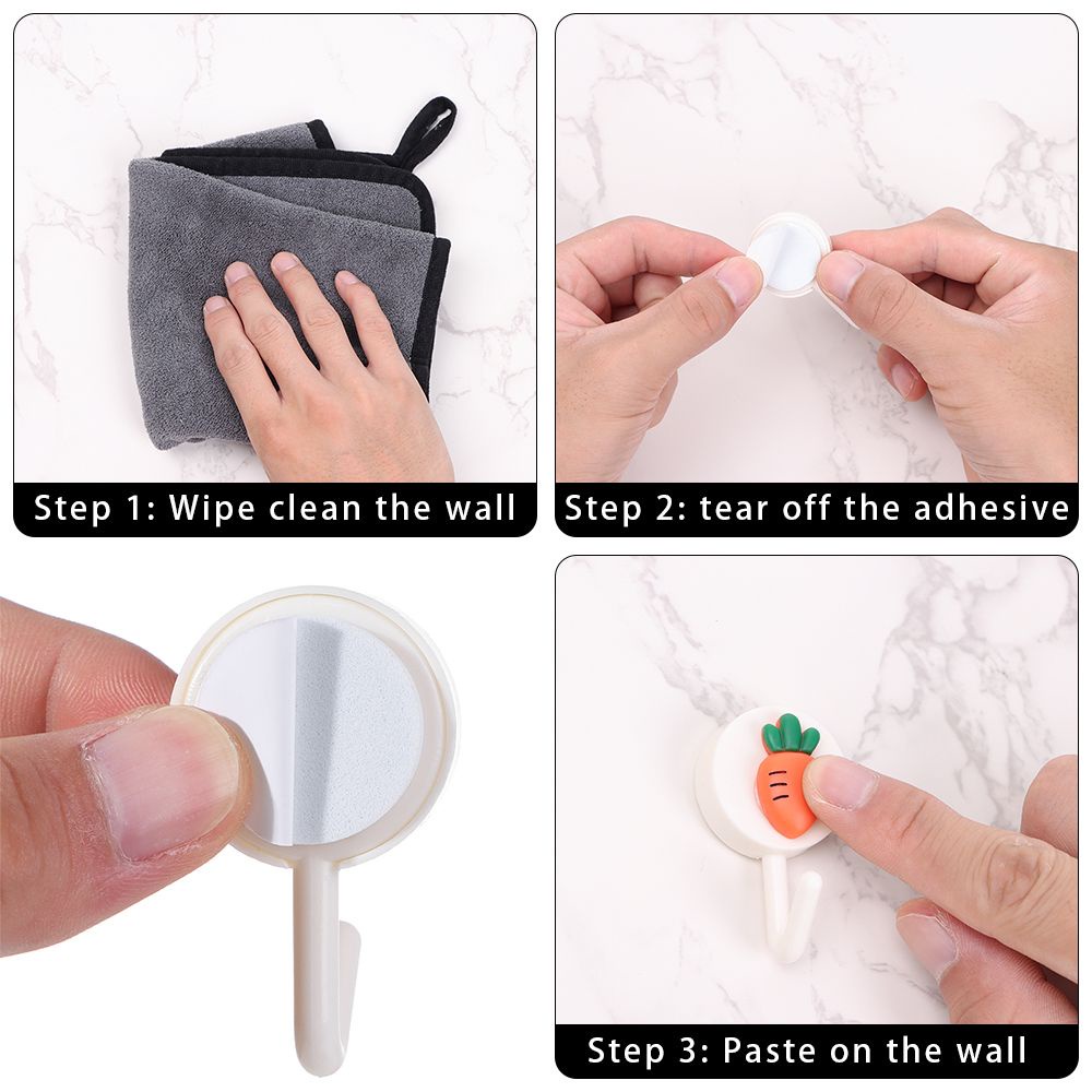 Móc treo đồ gắn tường bằng nhựa màu trơn không cần khoan lỗ trang trí nhà cửa/ phòng tắm
