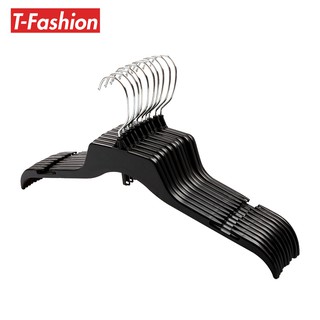 Set 10 cái móc treo quần áo giá rẻ, móc treo quần áo bằng nhựa màu đen cứng cáp đầu inox không rỉ xoay 360 độ