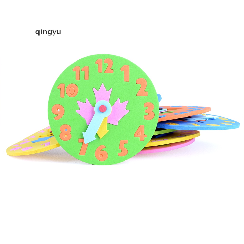 Qingyu Đồng Hồ Xốp EVA Dễ Thương Đồ Chơi Giáo Dục Trẻ Em Xếp Hình Số Thời Gian Jig PLI