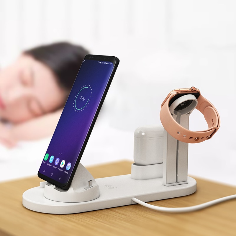 3 in 1 Wireless Charger Dock 10W 9V Fast Charging Wireless Stand for Apple Watch iPhone 11 X Xs Max Type-C Airpods Charge Holder