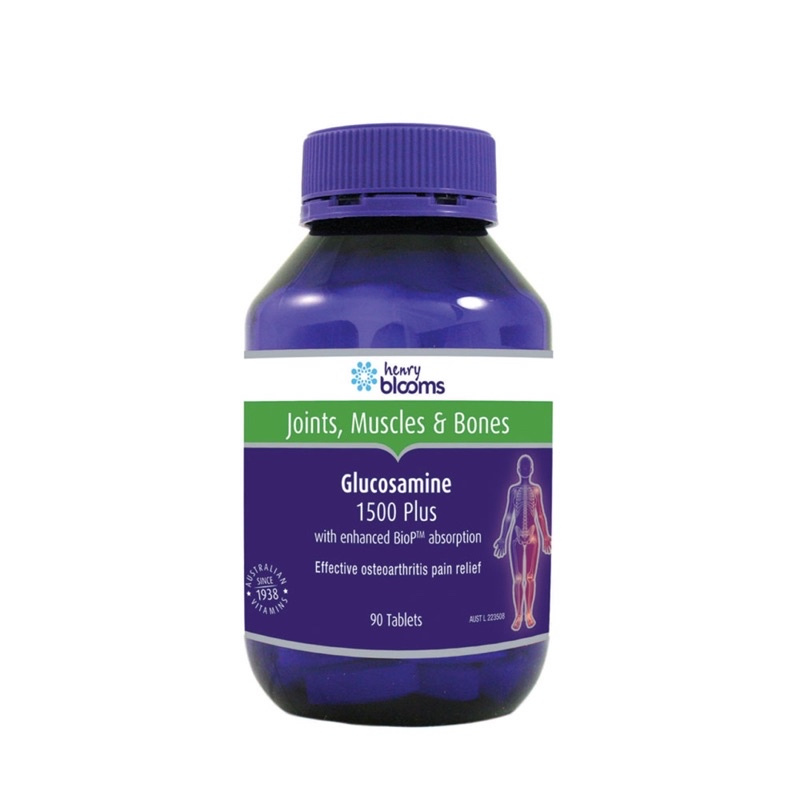 Viên Uống Henry Blooms Glucosamine 1500 Plus Bổ Xương Khớp Giúp Giảm Đau Nhức Xương Khớp 1 hộp 90 viên uống được 3 tháng