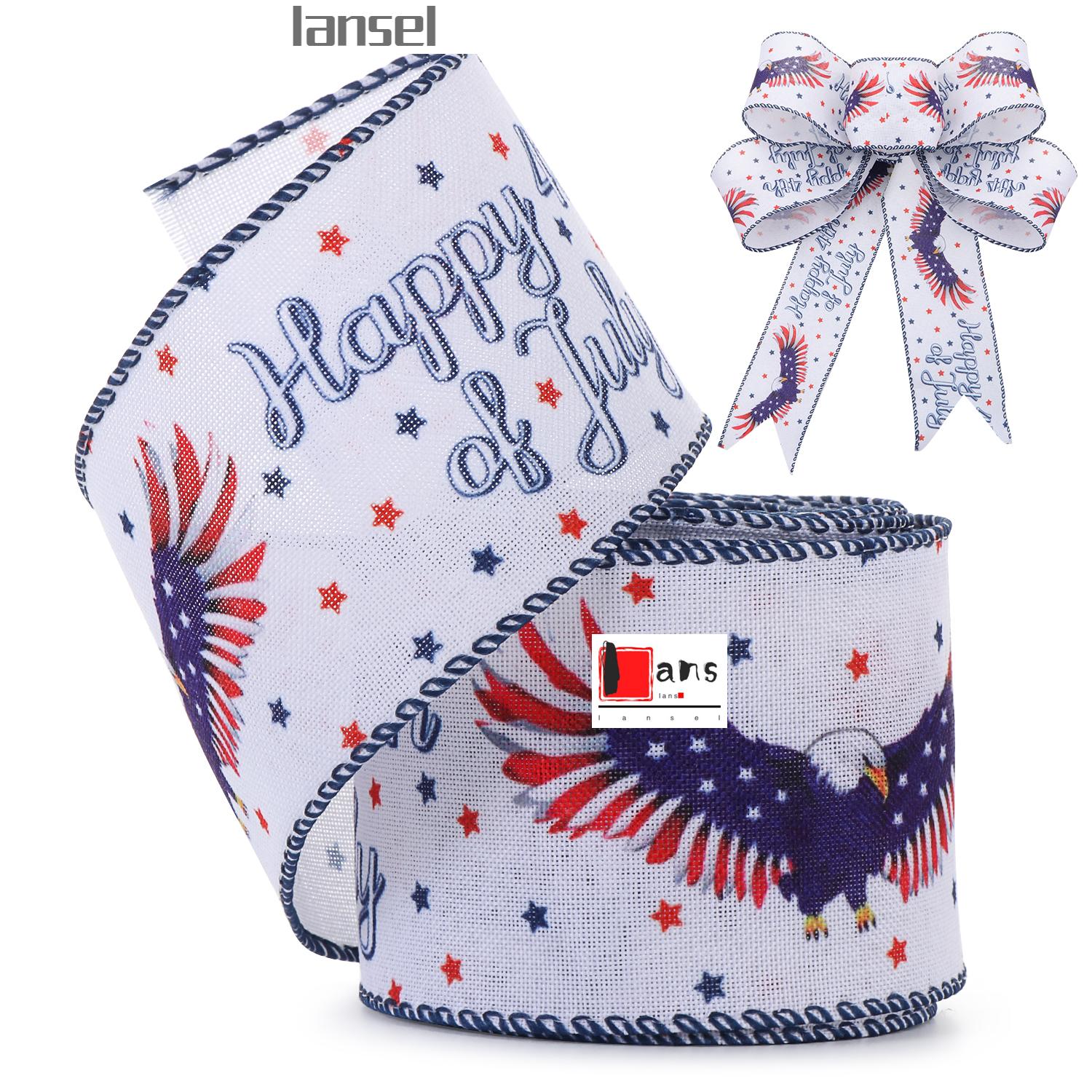 ❤LANSEL❤ New Color Ribbon Crafts Accessories Holiday Decoration Independence Day Gift Wrapping Star July 4 Bows DIY Red Blue White Eagle Cake wrapping Ribbon