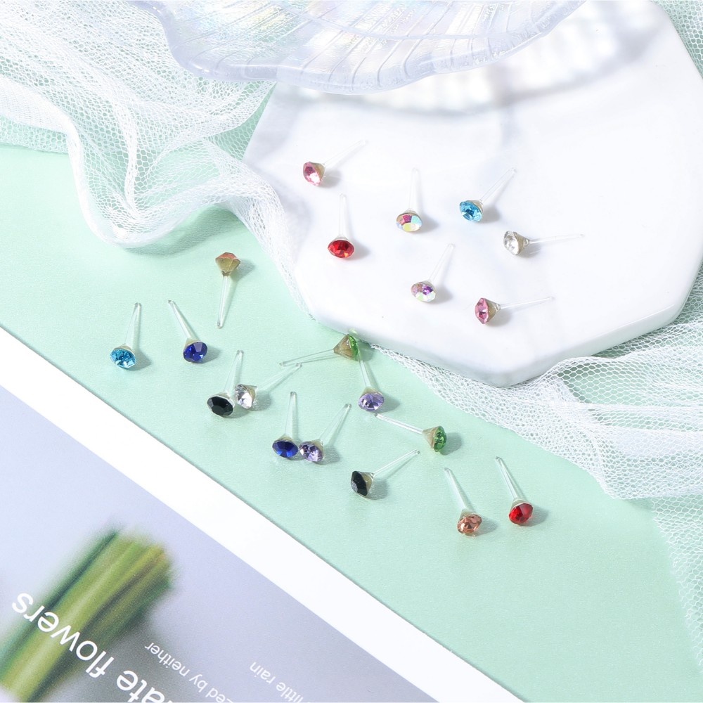 Set 10/20 Cặp Bông Tai Đính Đá 0.8Mm Không Gây Dị Ứng Thời Trang Nữ