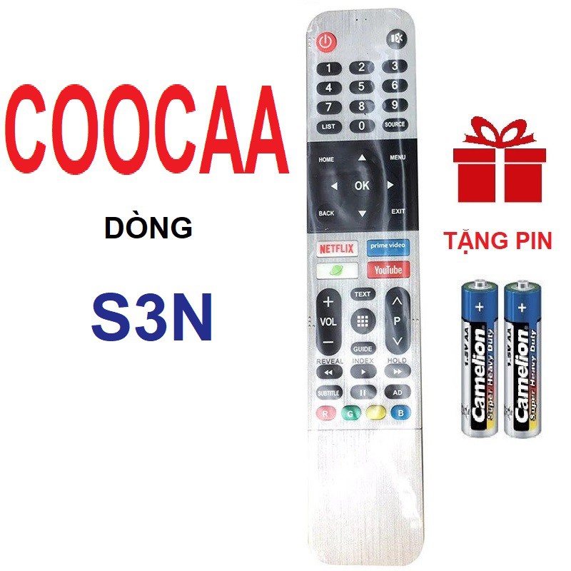 Remote điều khiển tivi COOCAA smart dòng S3N (Bạc - Tặng pin - Android tv)