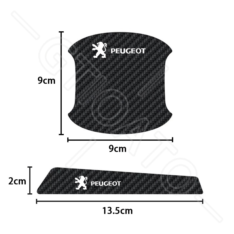 GTIOATO Bộ Bảo Vệ Tay Nắm Cửa ô Tô Sợi Carbon Bộ Bảo Vệ Bát Cửa Gương Hậu Xe HơI MiếNg DáN ChốNg XưỚC Phụ KiệN Ô Tô Cho Peugeot 3008 2008 5008 208 Traveller