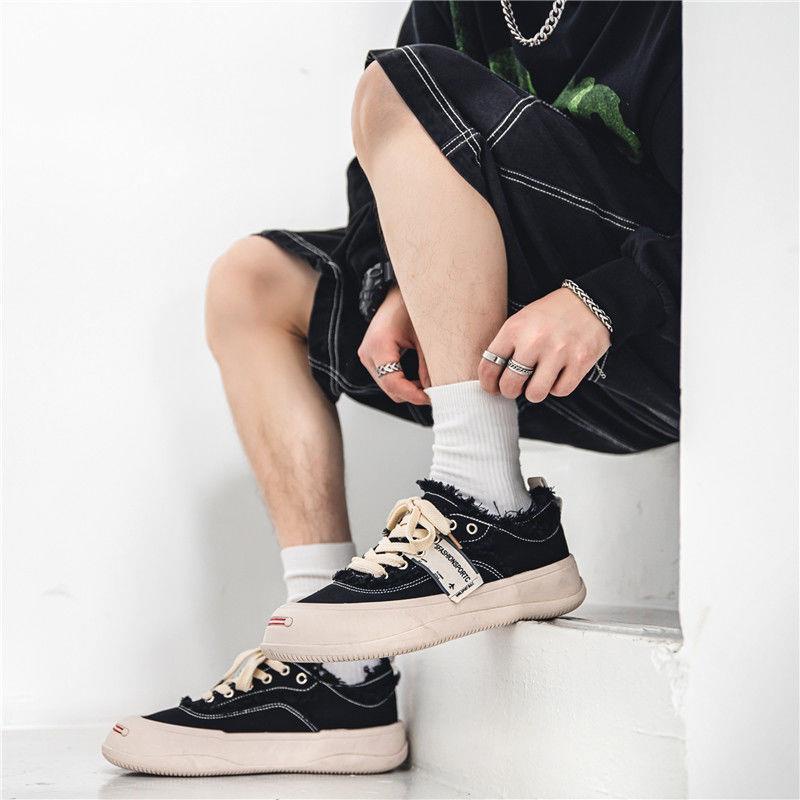 Giày Thể Thao Vải Canvas Mũi To Phong Cách Hàn Quốc Thời Trang Cho Nam