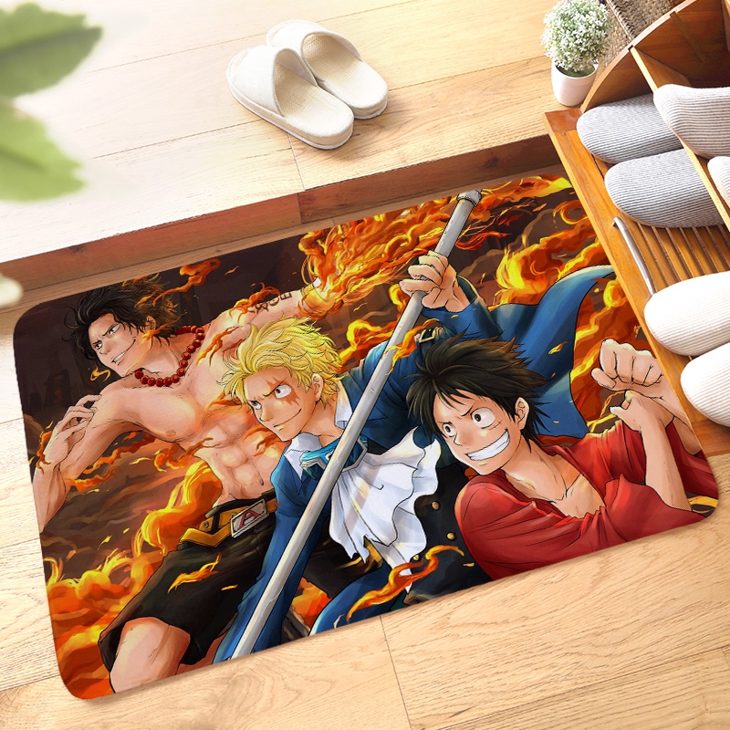 Thảm Lót Sàn Nhà Bếp / Nhà Tắm Vải Flannel Mềm Chống Trượt In Hoạt Hình One Piece Luffy