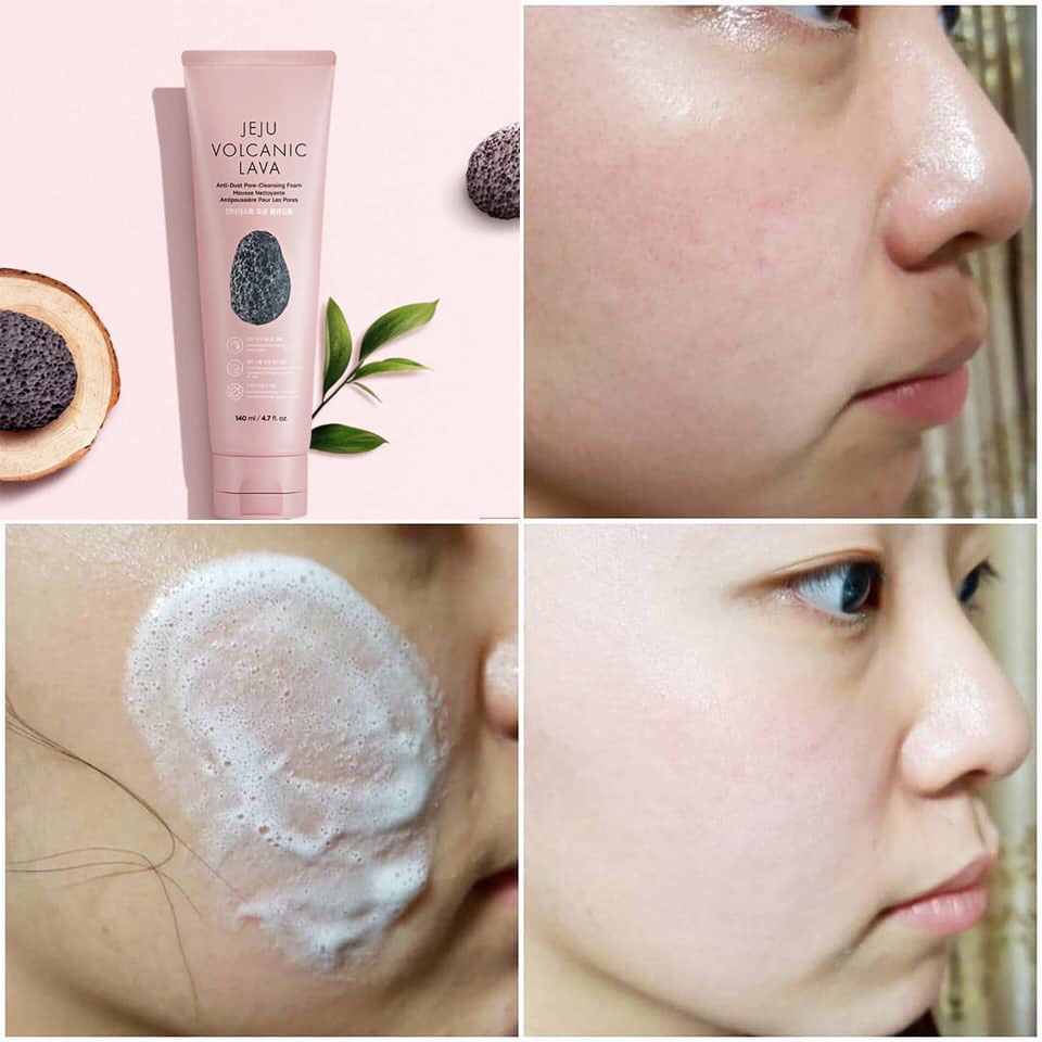 [Hỏa tốc] Sữa rửa mặt làm sạch lỗ chân lông TheFaceShop Jeju Volcanic Lava Anti Dust Pore Cleansing Foam (140ml)