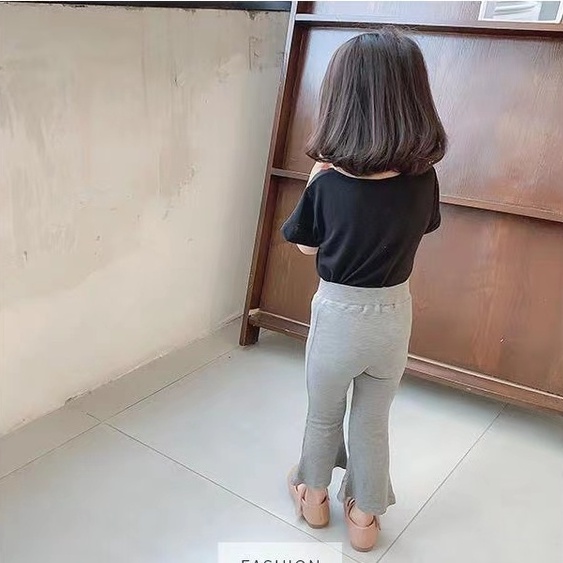 Quần Legging Bé Gái Quần Legging Ống Loe Màu Đen Co Giãn Cho Bé Gái Quần Áo Trẻ Em