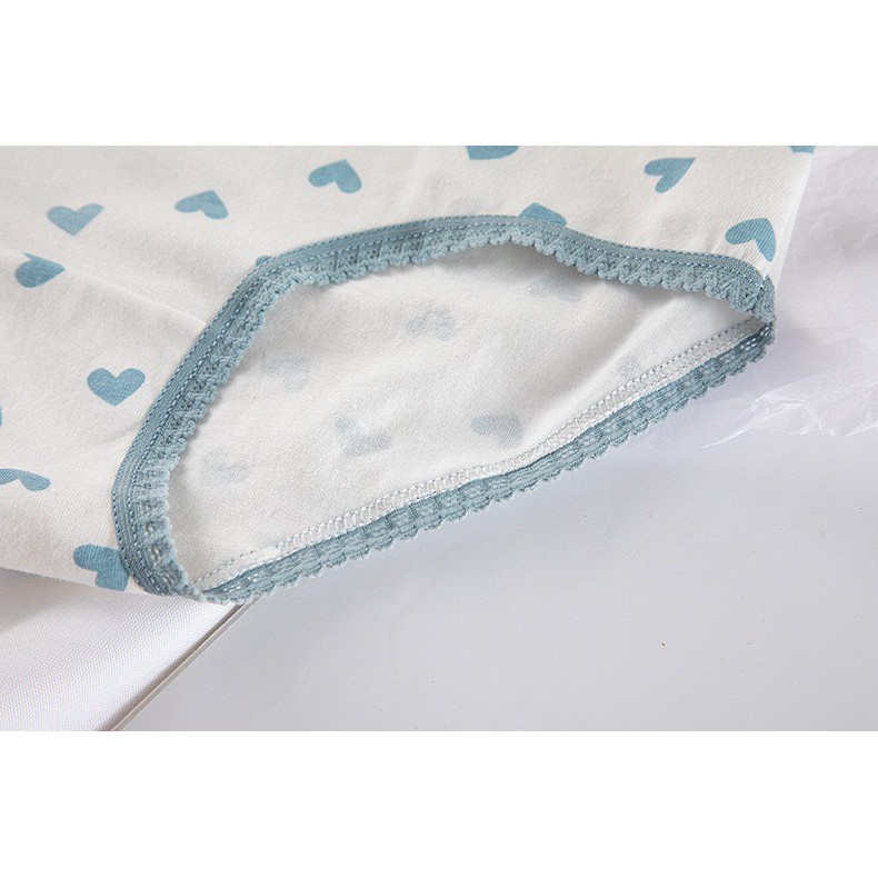 Quần Lót Nữ Cotton - Quần Lót Nữ set xanh viền bèo dễ thương mềm mại thoáng mát DAN STORE Mã 8018