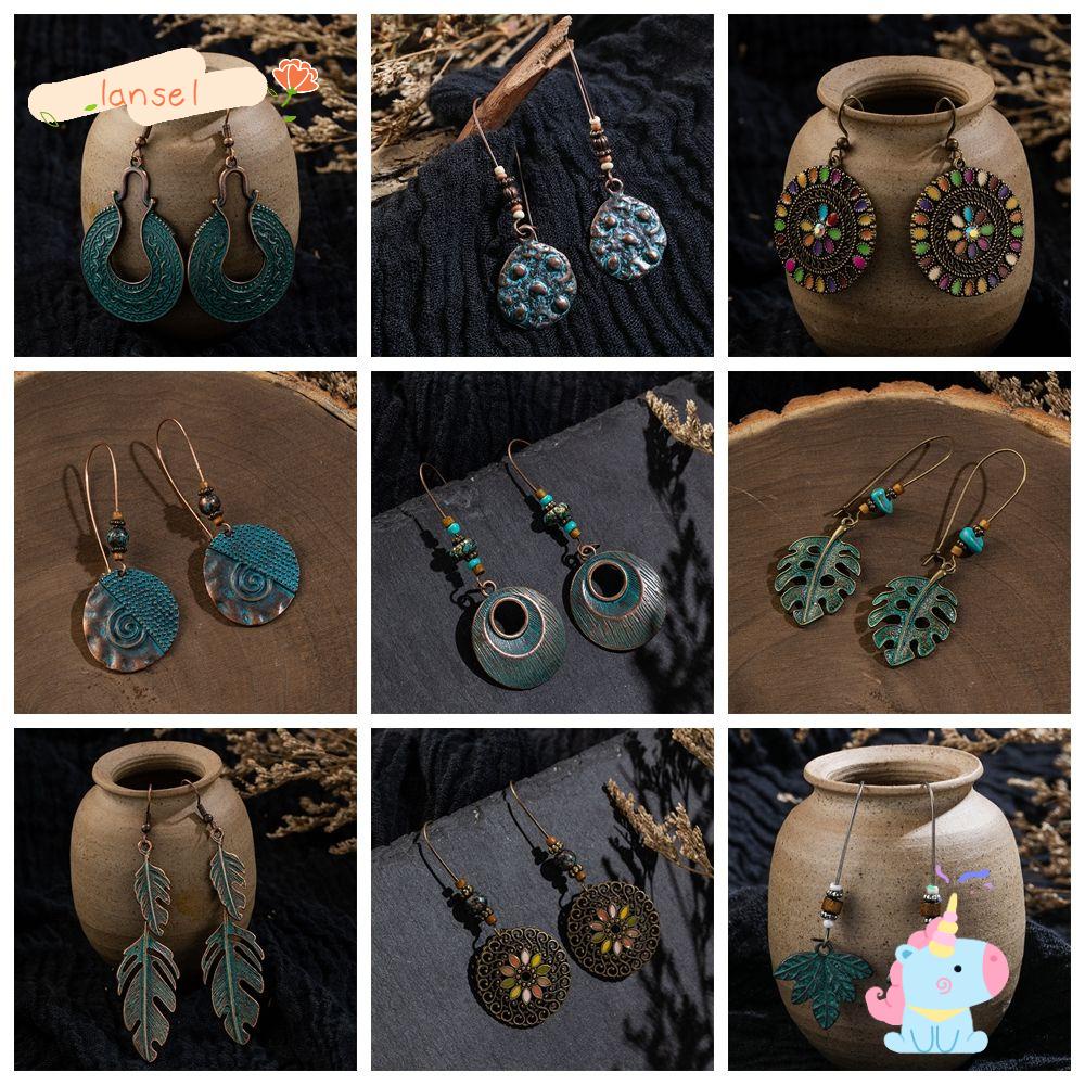 1 Cặp Bông Tai Dáng Dài Đính Đá Phong Cách Bohemian Thời Trang Cho Nữ