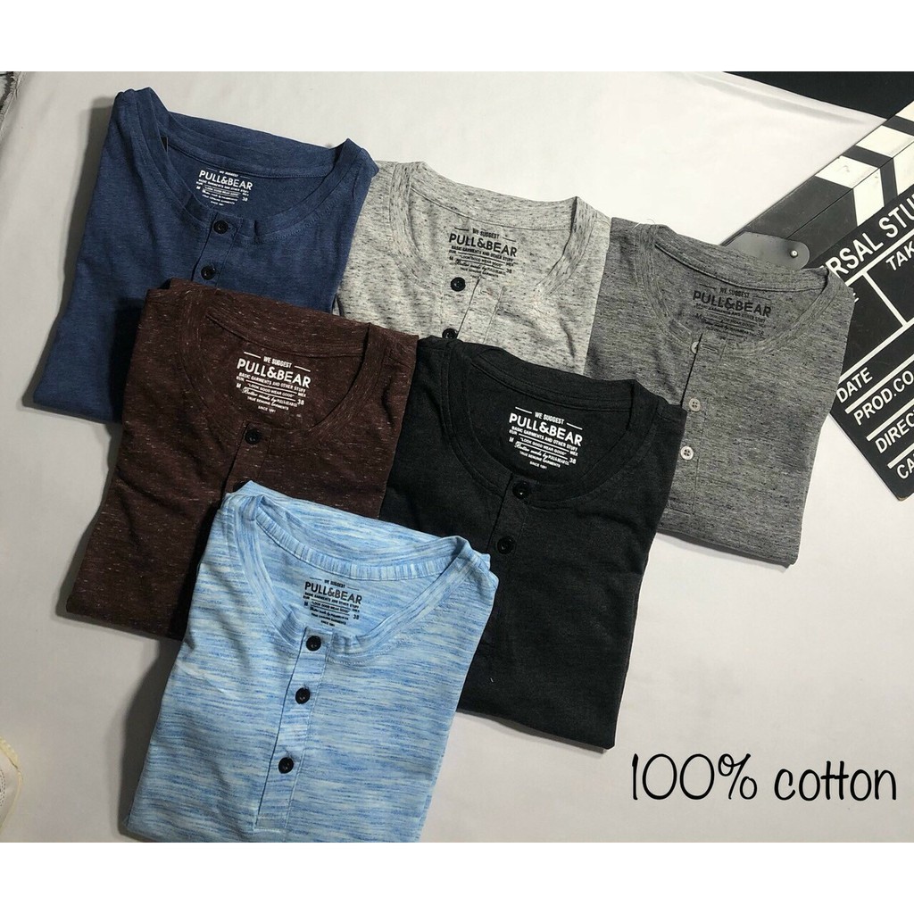 Áo thun nam PULL cổ tròn phối nút 100% vải cotton cao cấp xuất khẩu cực đẹp Hayu [ATT074]