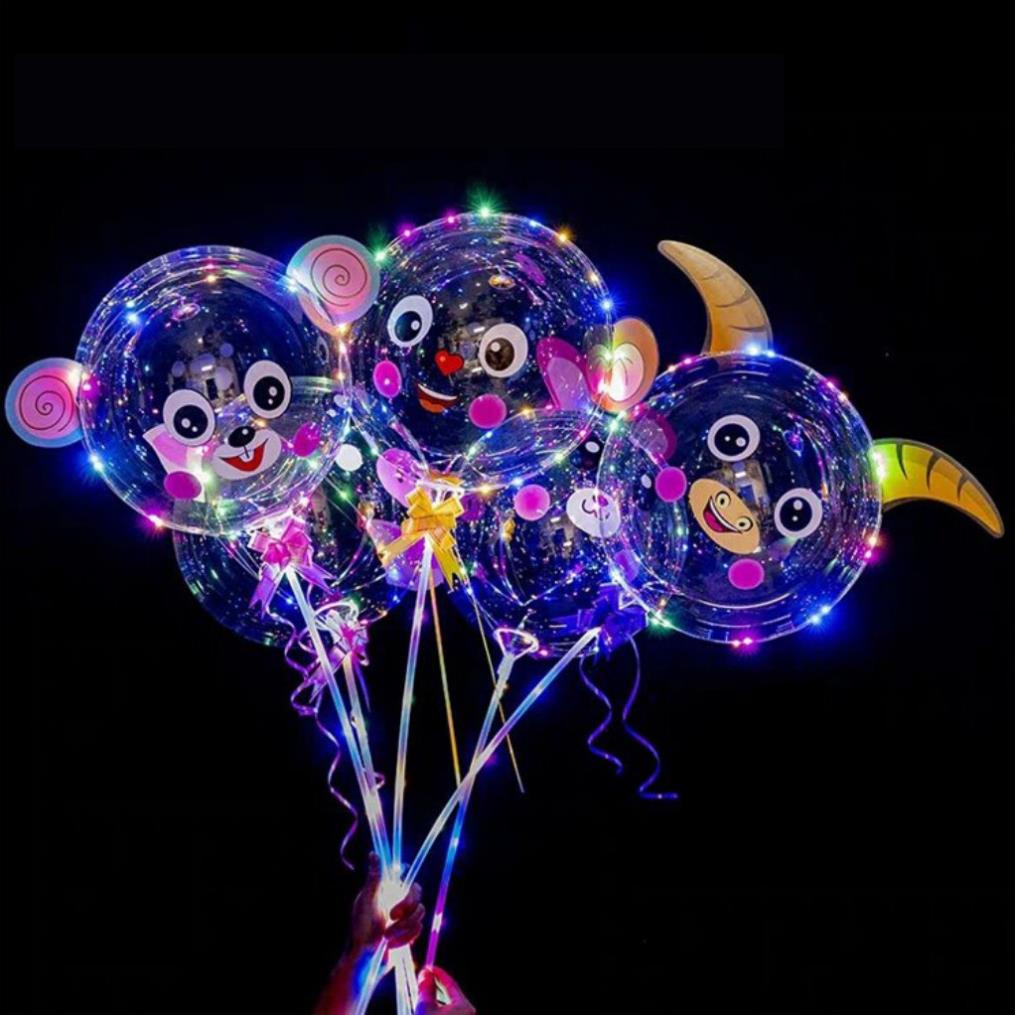 Bóng bay trang trí sinh nhật, set bóng bay trong suốt &amp; phụ kiện đi kèm dây đèn led 7 màu có sẵn pin - Happy Life 4U