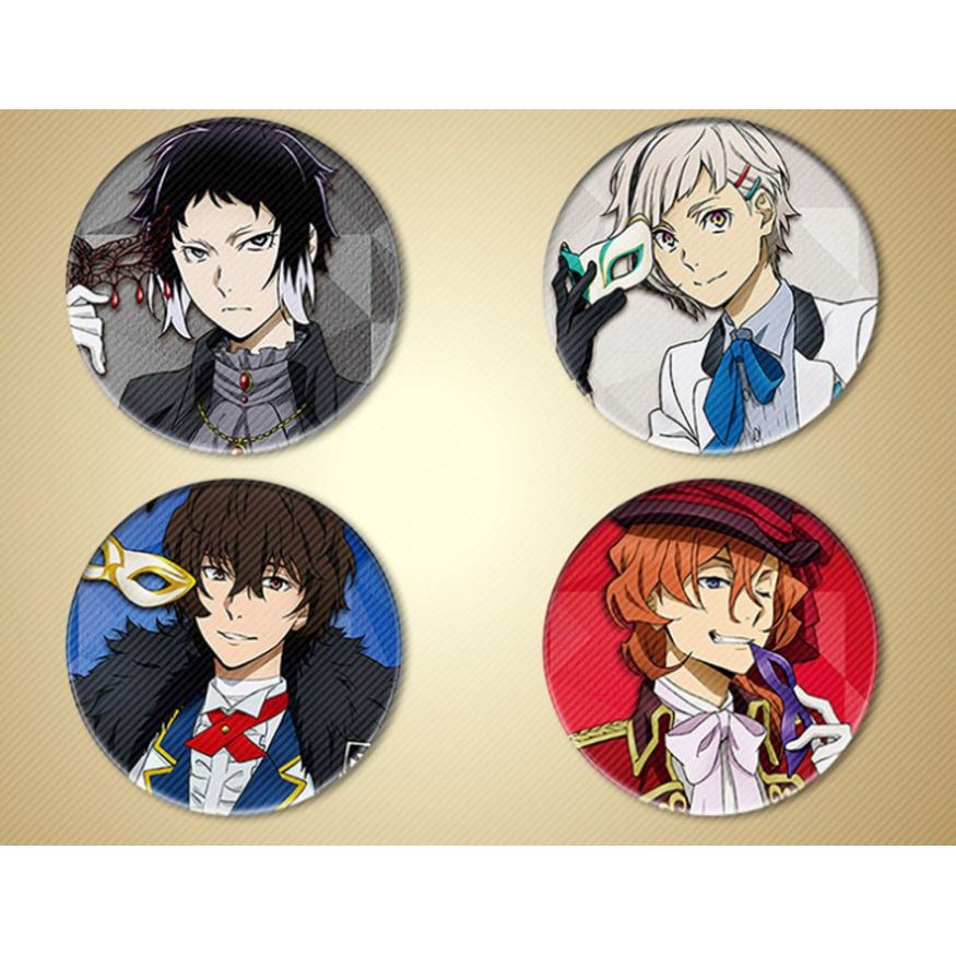 Huy hiệu cài áo in hình Bungo Stray Dogs Văn Hào Lưu Lạc anime chibi xinh xắn dễ thương m01