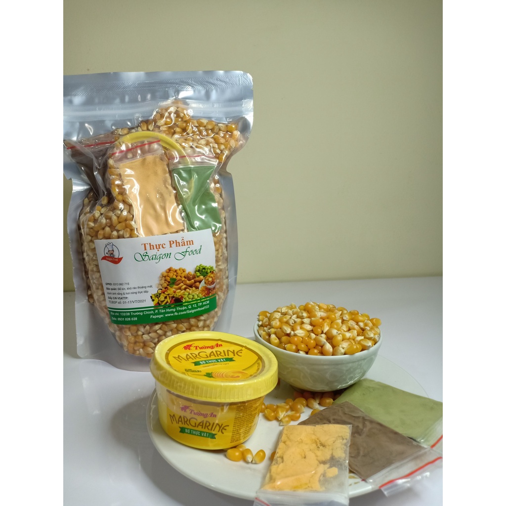 Combo 1KG Bắp Nổ + Bơ +Bột Trà Xanh/ Cacao/ Phomai