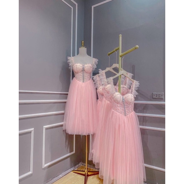 Đầm xoè 2 dây công chúa kết đá lê sang trọng MYMY04 - MS381V