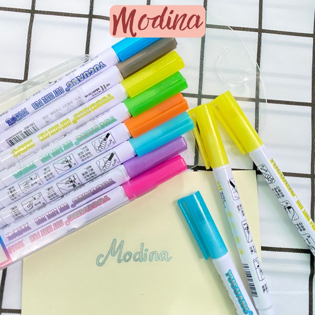 Bút nhũ metallic nhiều màu, bút kim tuyến nhiều màu cao cấp, nét đi mực tạo viền